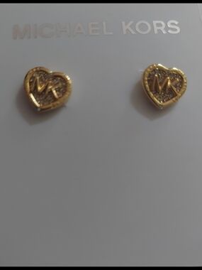 Michael Kors Gold Heart MK Pavé Stud Earrings